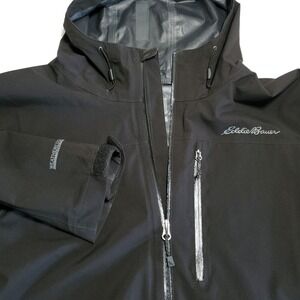 Eddie Bauer Mens 2XL Cloud Cap 2.0 Rain Jacket Weatheredge Stretch Black Hooded